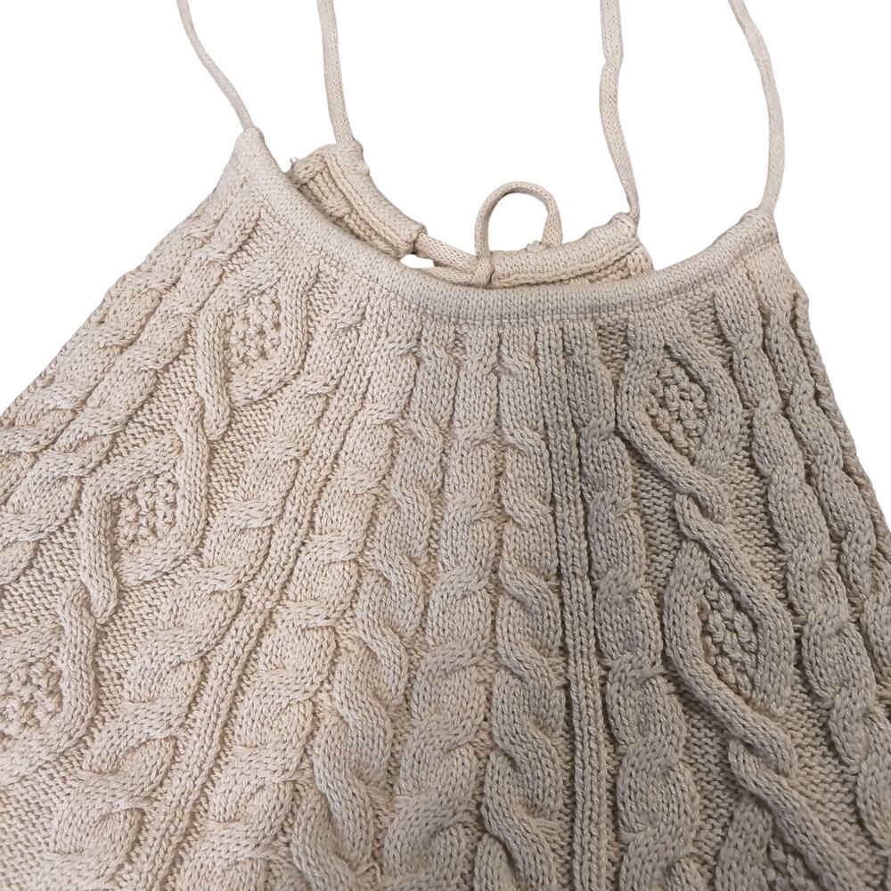 PAPERMOON NWT Crop Top Women's Sz Medium Beige Rib Knit Open Back Top - Picture 3 of 6